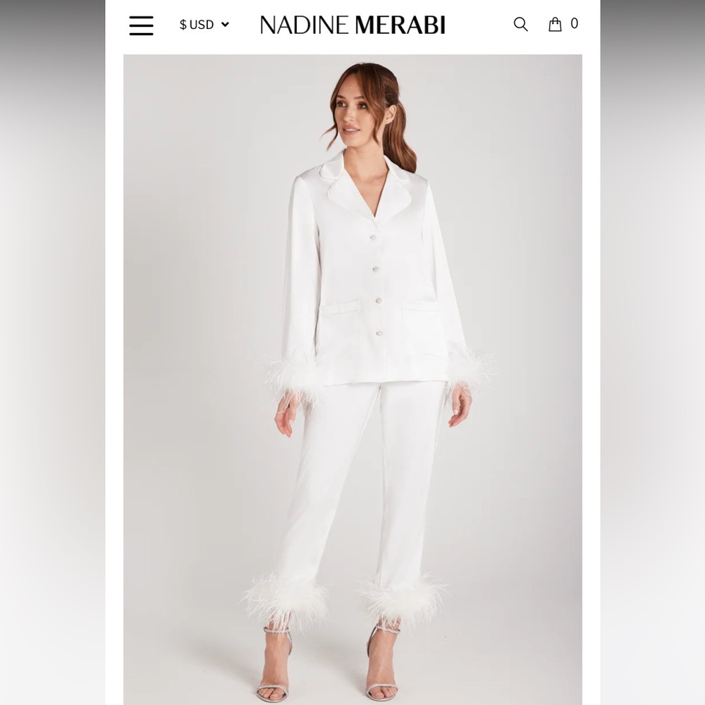 Nadine Merabi Darcie White Pajamas S/M Brand New never worn with tags